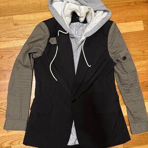 Black and Gray Women's Jacket with Hood